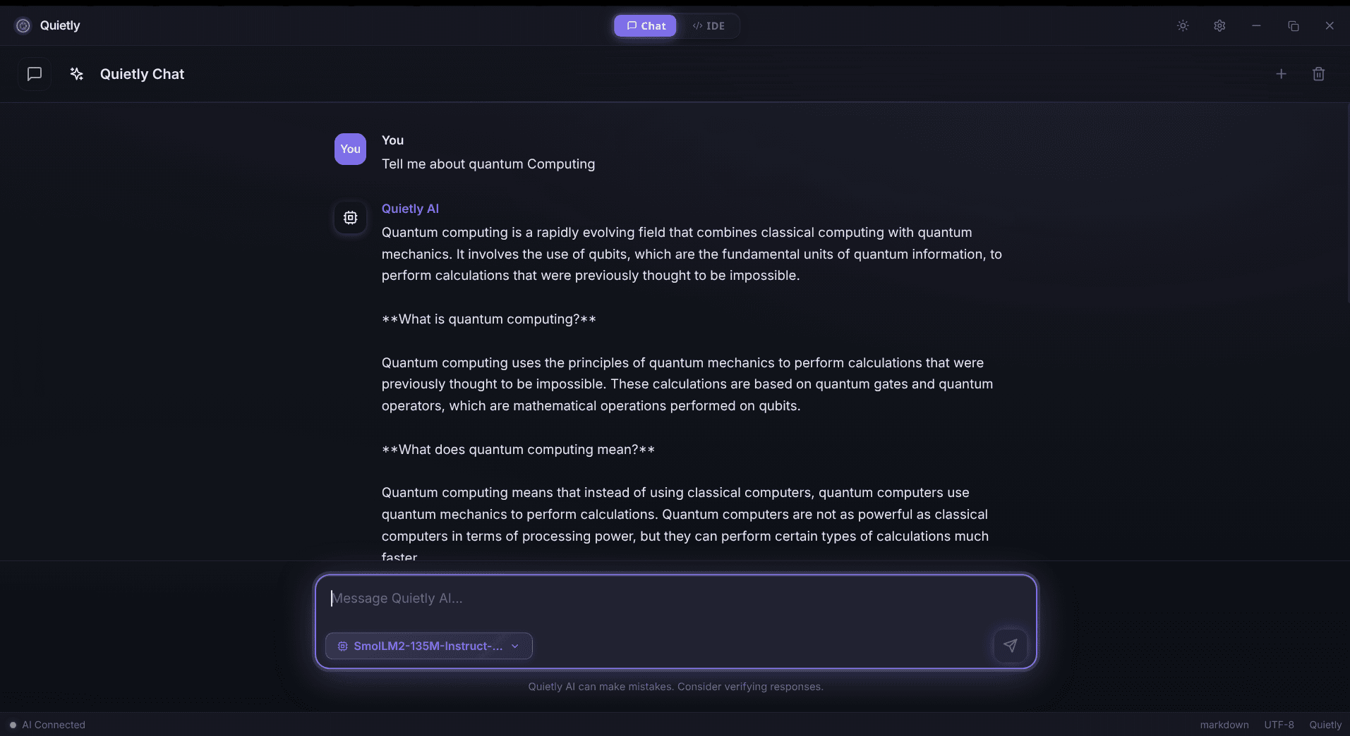 Quietly chat screenshot
