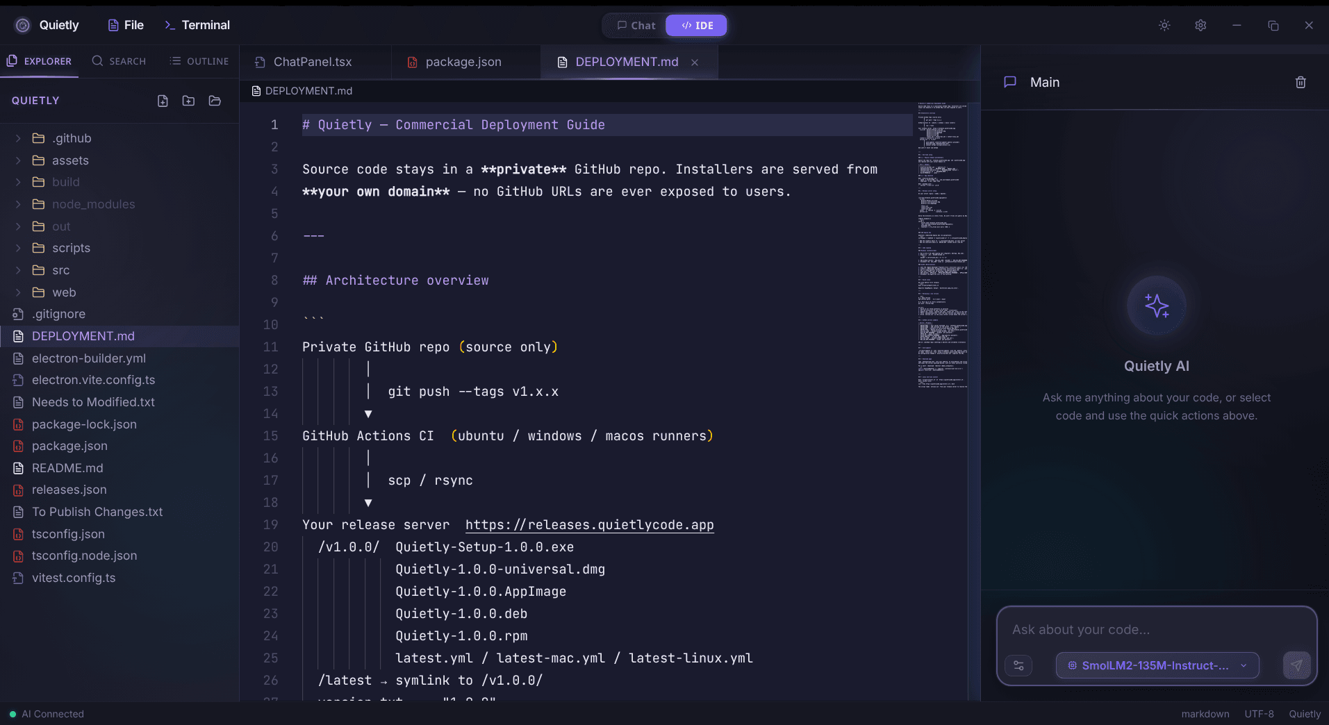 Quietly IDE screenshot